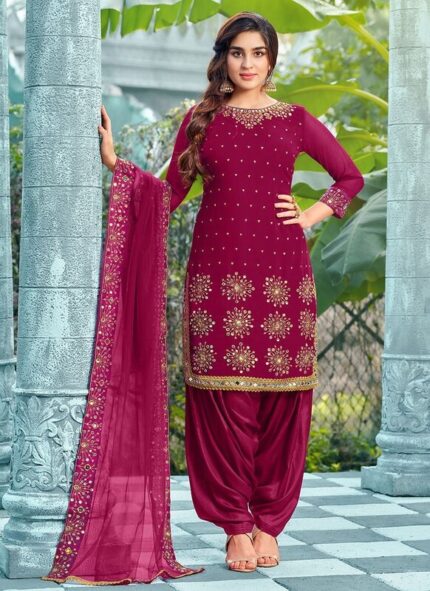 Art Silk Punjabi Salwar Suit With Dupatta