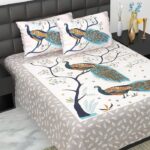 JAIPUR PRINTS Cotton Super King, Queen Flat 160 TC Printed Bedsheet