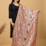 White Colour Poly Chiffon Pashmina Threadwork Dupatta