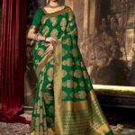Green woven poly cotton saree with blouse