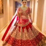 Om Prakash Jawahar Lal Red Bridal lehenga