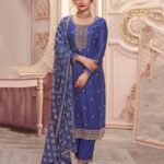 Silk Georgette Blend For Women And Girls Embroidered Un-Stitch Ethnic In Different Colours Salwar Suit Set