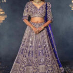 Parachute Purple Sequins Embroidered Velvet Reception Lehenga-NI1386