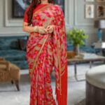 Laxmipati sarees  Printed Saree with Attached Blouse Chiffon Saree