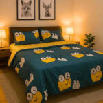 Green & Yellow Printed Microfiber 300 TC Bedsheet Set