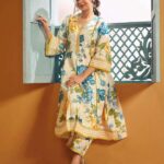 Jennifer Winget Floral Printed Panelled Anarkali Kurta With Palazzos