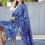 Blue Printed Art Silk Dupatta